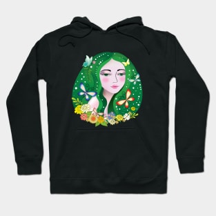 green haired woman Hoodie